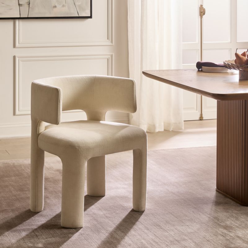 Basel Warm White Performance Fabric Dining Armchair - image 1 of 7