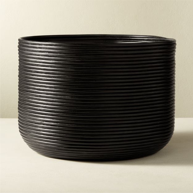 Basket Large Black Rattan Planter CB2 Canada