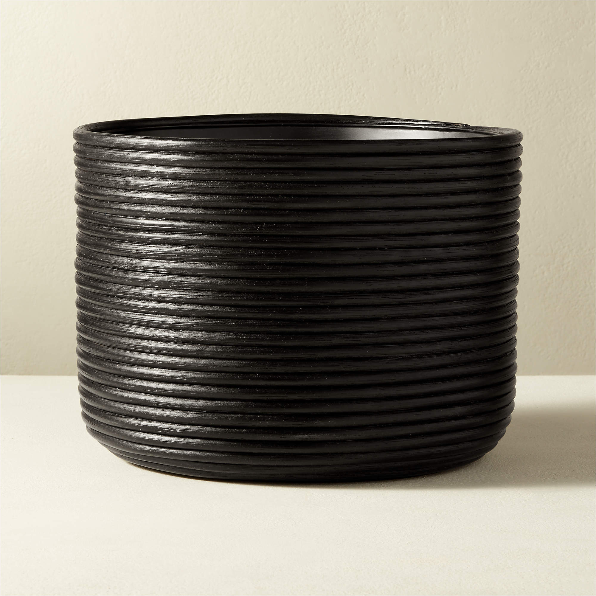 Basket Black Rattan Modern Planters | CB2