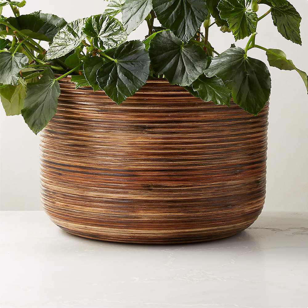 Basket Burnt Rattan Large Modern Planter + Reviews | CB2 Canada