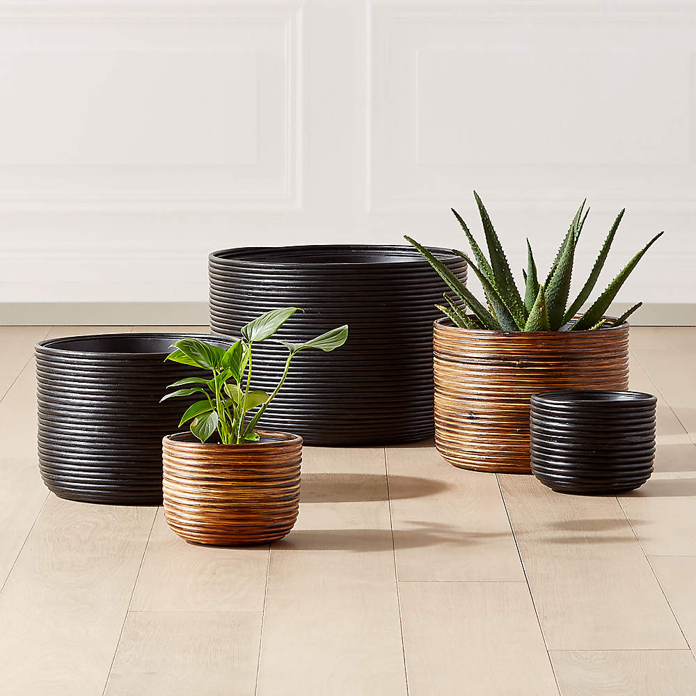 Basket Burnt Rattan Modern Planters