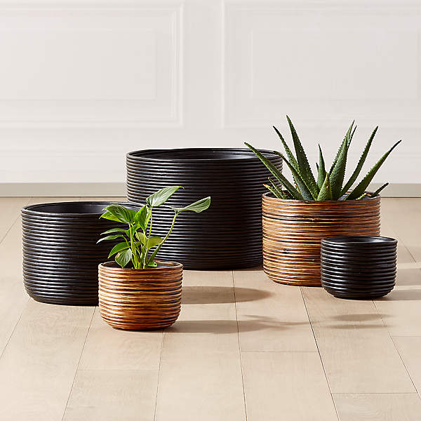 Basket Burnt Rattan Large Modern Planter + Reviews | CB2 Canada