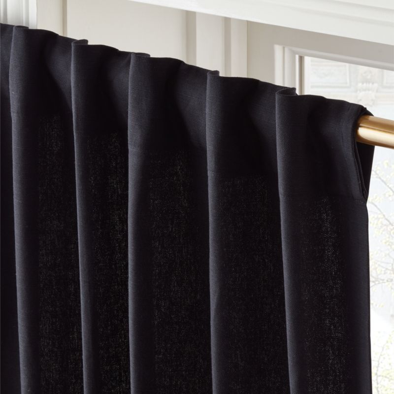 Basketweave Black Cotton Window Curtain Panel 48''x84'' - image 3 of 5