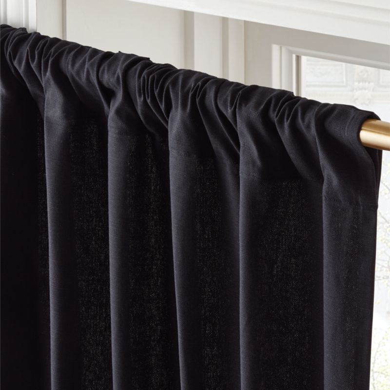 Basketweave Black Cotton Window Curtain Panel 48''x84'' - image 2 of 5