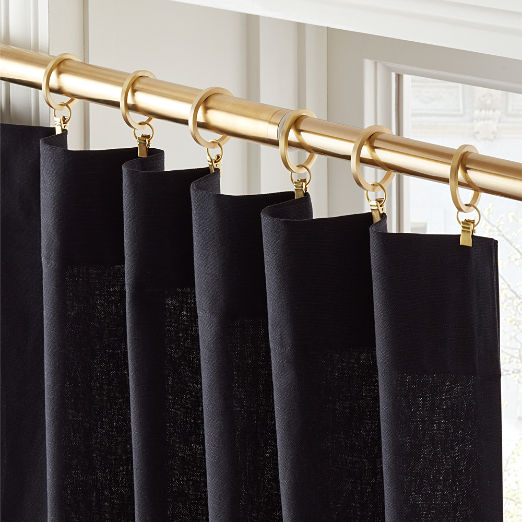 Basketweave Black Cotton Window Curtain Panel 48''x84''