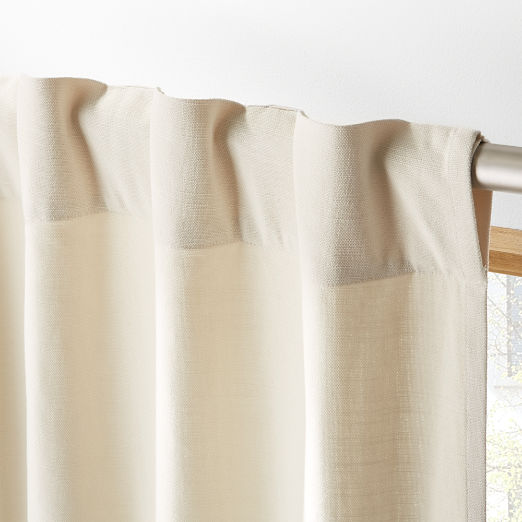 Basketweave Natural Tan Cotton Window Curtain Panel