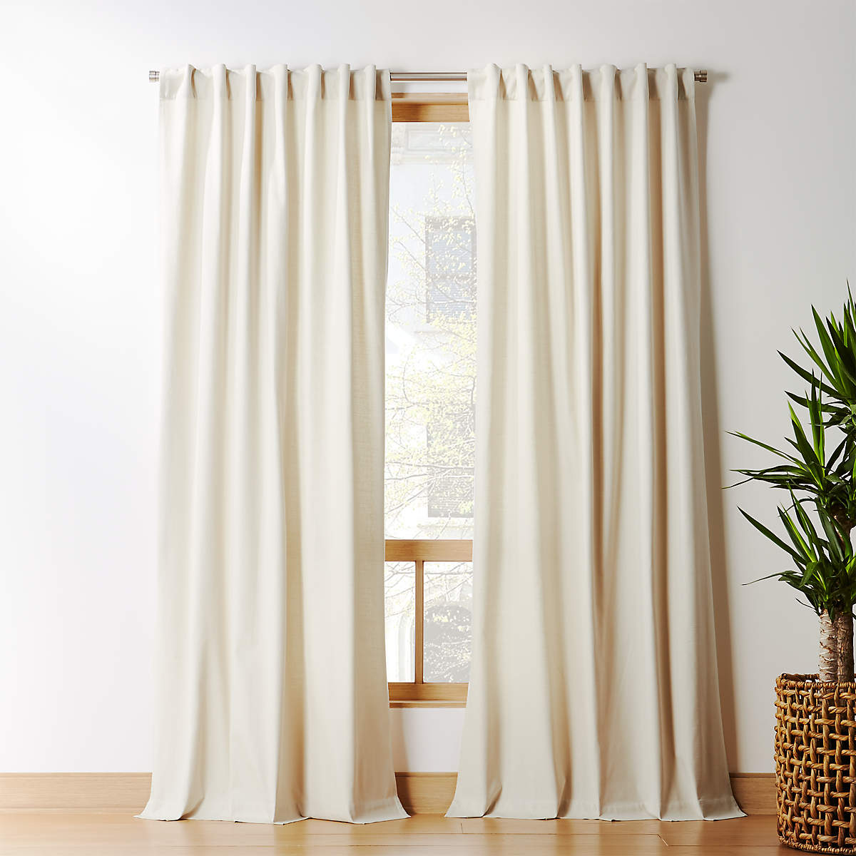 Natural Tan Basketweave II Curtain Panel (Open Larger View)