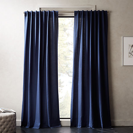 navy blue curtains and matching valance