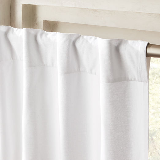 Basketweave White Cotton Window Curtain Panel