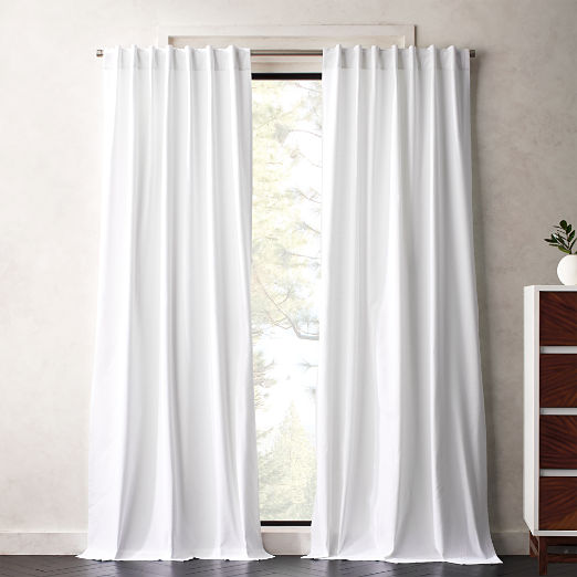 Basketweave White Cotton Window Curtain Panel