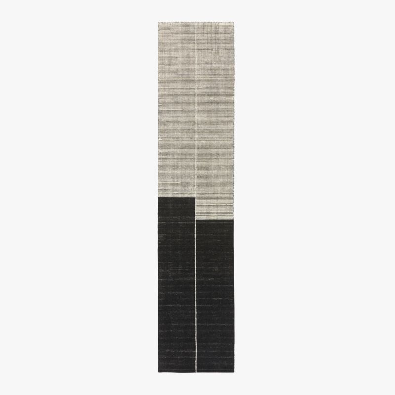 View Bass Black Handloomed Runner Rug 2.5'x12' details