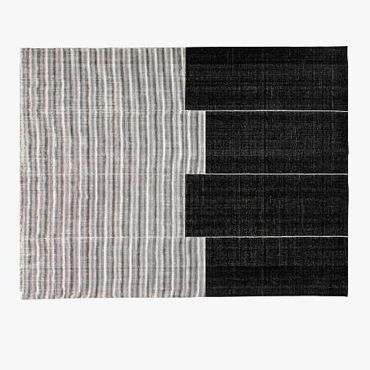 Bass Handloomed Black Area Rug 9'x12'