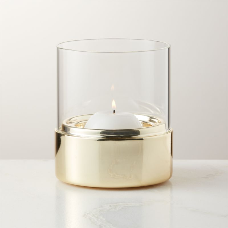 Bassa Champagne Brass and Glass Hurricane Candle Holder by Gianfranco Frattini - image 3 of 6