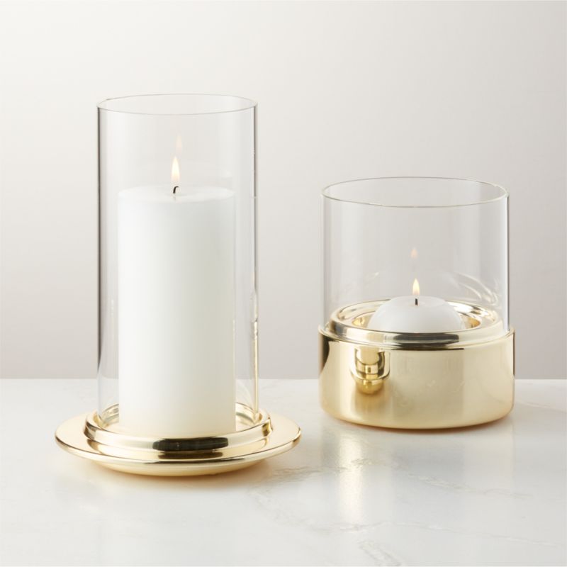 Alta Champagne Brass and Glass Hurricane Candle Holder by Gianfranco Frattini - image 2 of 7