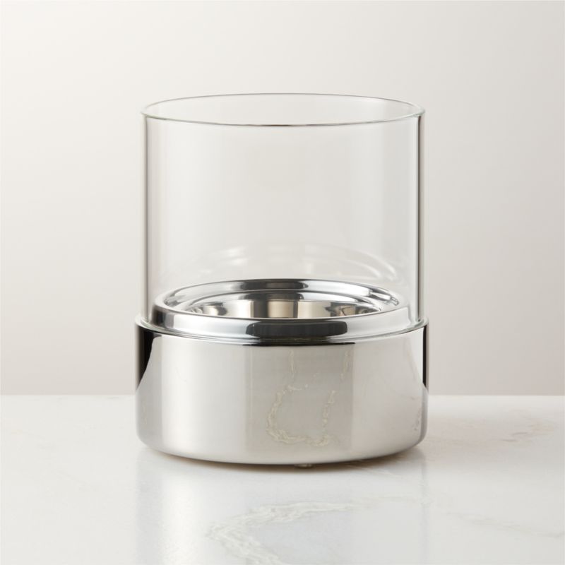 View Bassa Stainless Steel and Glass Hurricane Candle Holder by Gianfranco Frattini details