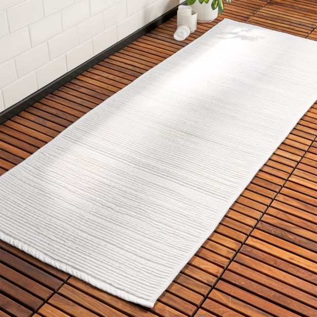 Baxter White Cotton Bath Runner + Reviews CB2