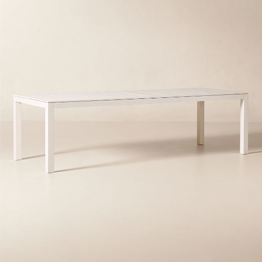 Bay 104" Ivory Aluminum Outdoor Dining Table Set with Ivory Cushions