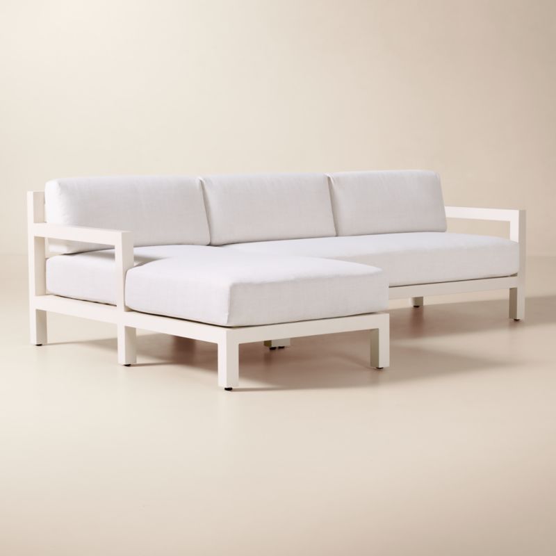 Bay 2-Piece Ivory Aluminum Left-Arm Chaise Outdoor Sectional Sofa with Ivory Cushions - image 1 of 8