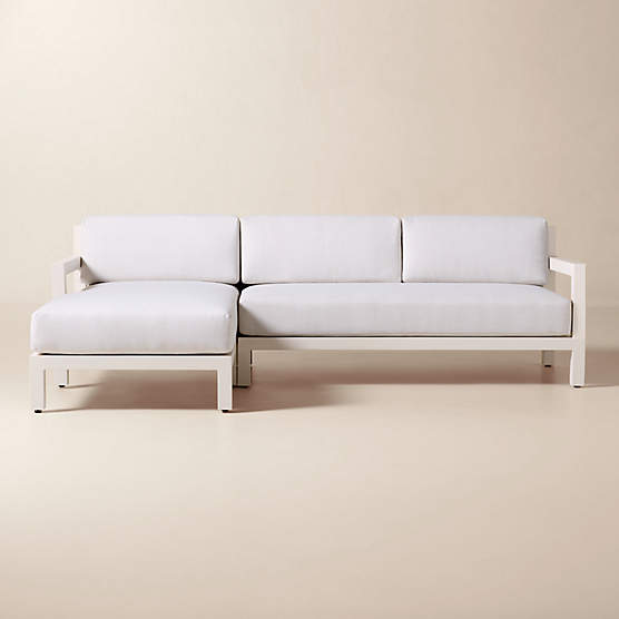 Bay 2-Piece Ivory Aluminum Left-Arm Chaise Outdoor Sectional Sofa with Ivory Cushions