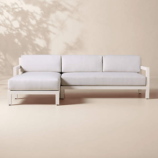 Bay 2-Piece Ivory Aluminum Left-Arm Chaise Outdoor Sectional Sofa with Ivory Cushions