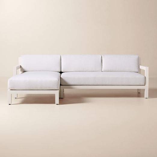 Bay 2-Piece Ivory Aluminum Left-Arm Chaise Outdoor Sectional Sofa with Ivory Cushions