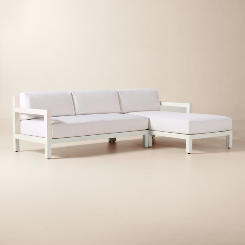 Bay 2-Piece Ivory Aluminum Right-Arm Chaise Outdoor Sectional Sofa Chaise with Ivory Cushions - image 1 of 7