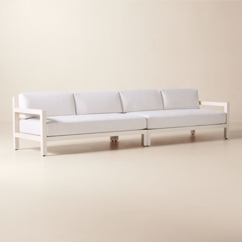 Bay 2-Piece Ivory Aluminum Outdoor Sectional Sofa with Ivory Cushions - image 1 of 8