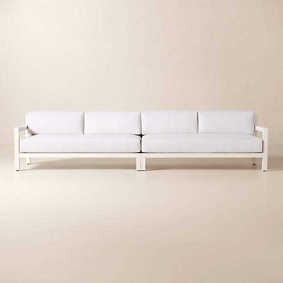 Bay 2-Piece Ivory Aluminum Outdoor Sectional Sofa with Ivory Cushions