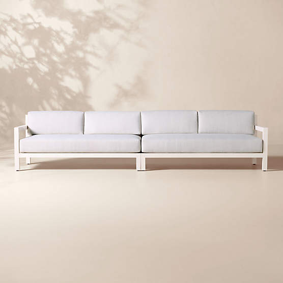 Bay 2-Piece Ivory Aluminum Outdoor Sectional Sofa with Ivory Cushions