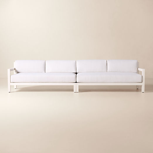 Bay 2-Piece Ivory Aluminum Outdoor Sectional Sofa with Ivory Cushions