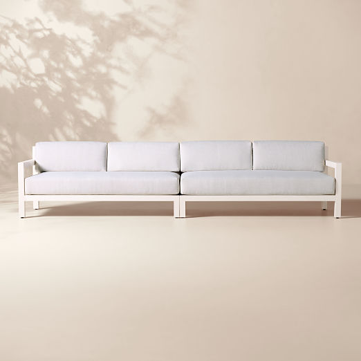 Bay 2-Piece Ivory Aluminum Outdoor Sectional Sofa with Ivory Cushions