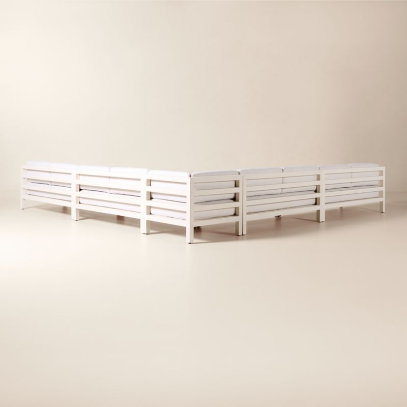 Bay 5-Piece L-Shaped Ivory Aluminum Outdoor Sectional Sofa with Ivory Cushions - image 3 of 8