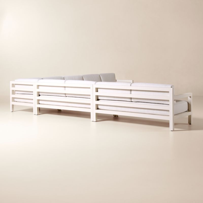 Bay 5-Piece L-Shaped Ivory Aluminum Outdoor Sectional Sofa with Ivory Cushions - image 1 of 8