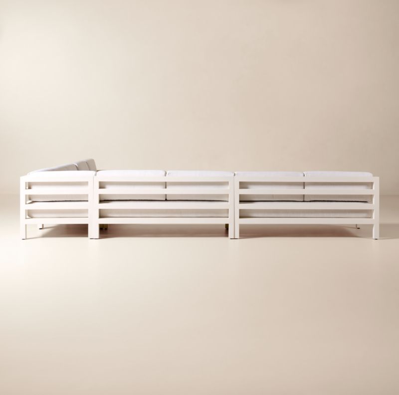 Bay 5-Piece L-Shaped Ivory Aluminum Outdoor Sectional Sofa with Ivory Cushions - image 2 of 8