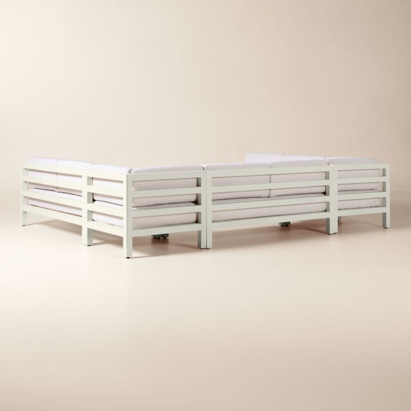 Bay 5-Piece U-Shaped Ivory Aluminum Outdoor Sectional Sofa with Ivory Cushions - image 3 of 8