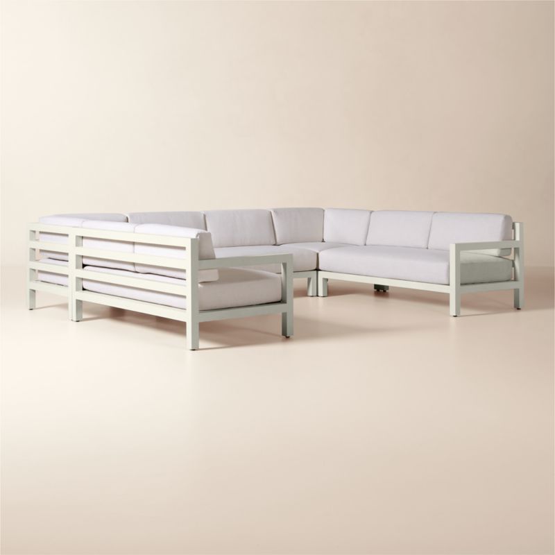 Bay 5-Piece U-Shaped Ivory Aluminum Outdoor Sectional Sofa with Ivory Cushions - image 1 of 8