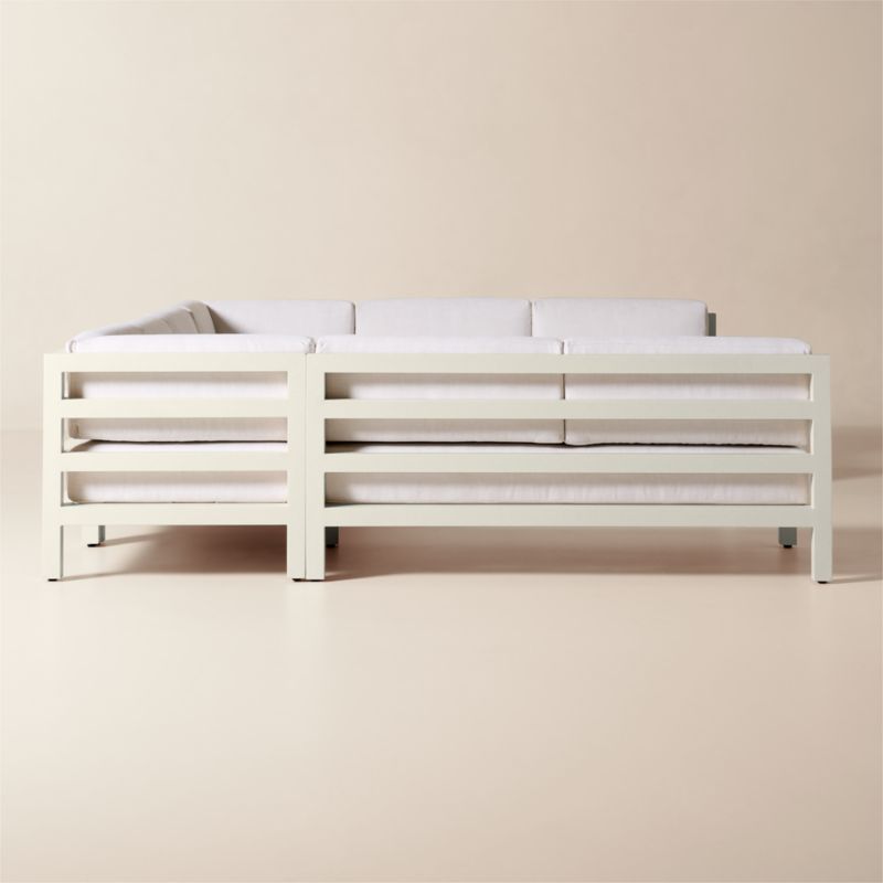Bay 5-Piece U-Shaped Ivory Aluminum Outdoor Sectional Sofa with Ivory Cushions - image 2 of 8