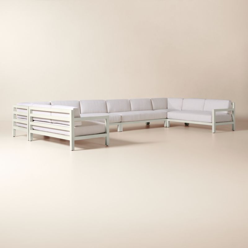 Bay 6-Piece Ivory Aluminum Outdoor Sectional Sofa with Ivory Cushions - image 1 of 8