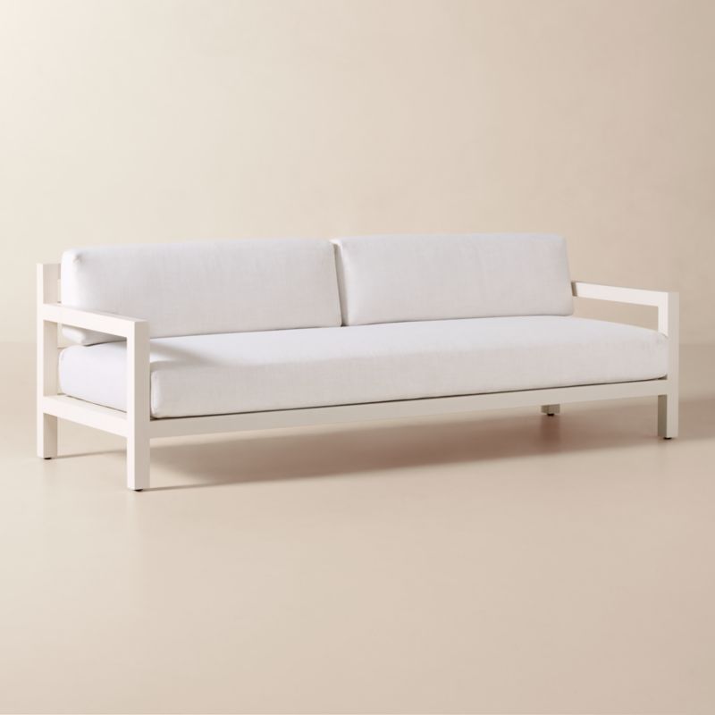 Bay 95" Ivory Aluminum Outdoor Sofa with Ivory Cushions - image 2 of 9