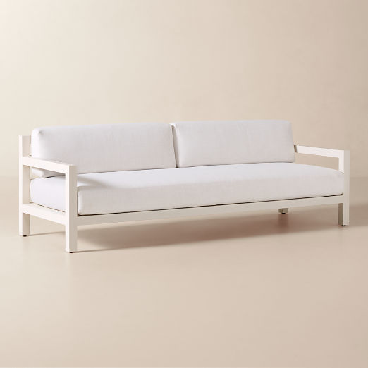 Bay 95" Ivory Aluminum Outdoor Sofa with Ivory Cushions