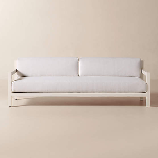 Bay 95" Ivory Aluminum Outdoor Sofa with Ivory Cushions