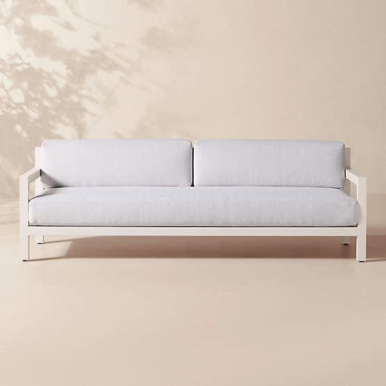 Bay 95" Ivory Aluminum Outdoor Sofa with Ivory Cushions