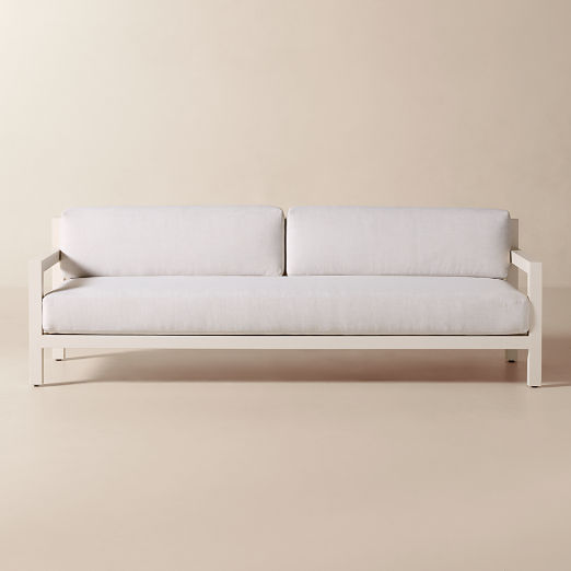 Bay 95" Ivory Aluminum Outdoor Sofa with Ivory Cushions