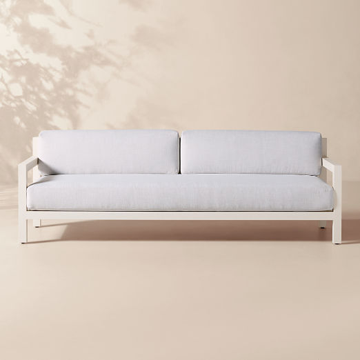 Bay 95" Ivory Aluminum Outdoor Sofa with Ivory Cushions