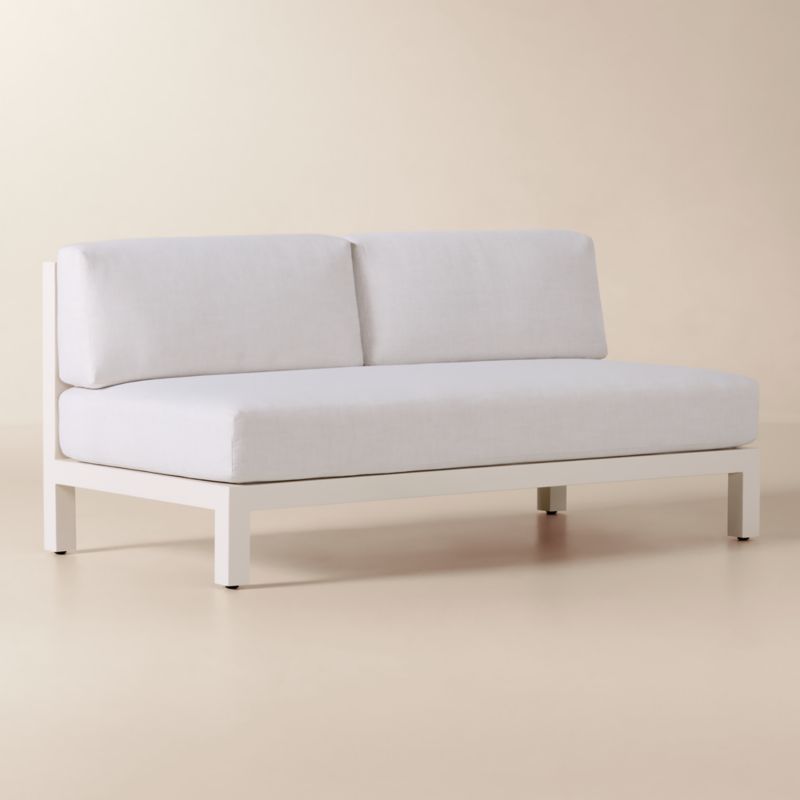 Bay Ivory Aluminum Outdoor Armless Loveseat with Ivory Cushions - image 2 of 8