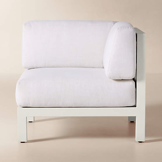 Bay Ivory Aluminum Outdoor Corner Chair with Ivory Cushions