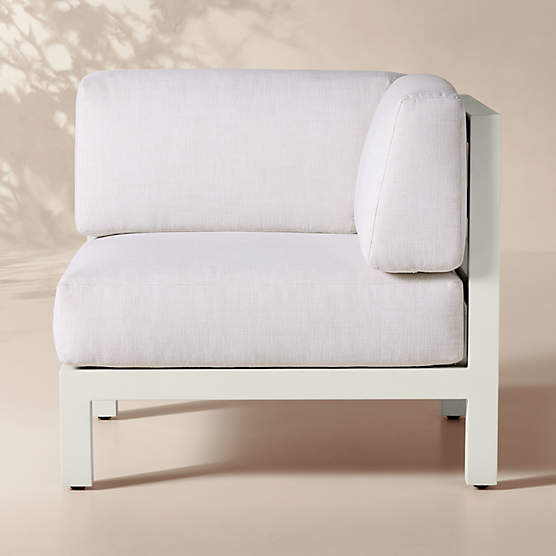 Bay Ivory Aluminum Outdoor Corner Chair with Ivory Cushions