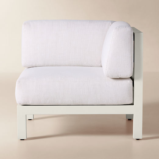 Bay Ivory Aluminum Outdoor Corner Chair with Ivory Cushions