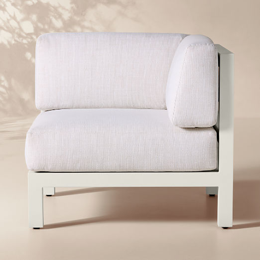 Bay Ivory Aluminum Outdoor Corner Chair with Ivory Cushions