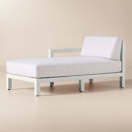 Bay Ivory Aluminum Outdoor Left-Arm Chaise with Ivory Cushions